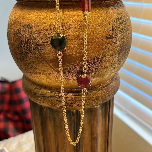 Talbots Women’s gold and gem (red, orange and green) necklace NWOT - Picture 2 of 2